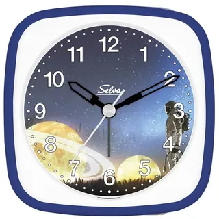 Selva Technik Wanduhr SELVA Exklusiv Kinderwecker, lautlos blau