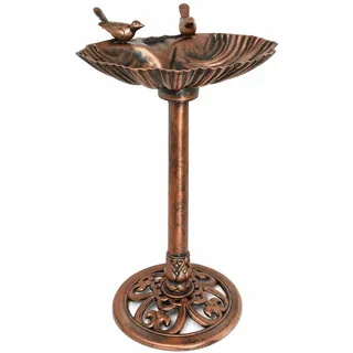 DIVCHI Vogeltränke für Garten, freistehende Wildvögel, Bäder, Futterschale, Standfuß, für draußen, Terrasse, Hof und Rasen-Dekor (Bronze-Vogeltränke mit 2 Vögeln)