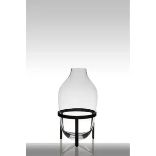 INNA-Glas Bodenvase Glas Camilo auf Standfuß, Trichter - rund, klar, 39cm, Ø 19cm weiß