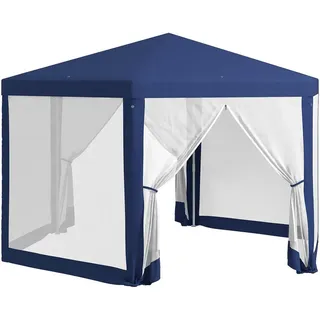 Outsunny Pavillon 3,94 x 3,41 m inkl. 6 Seitenteile Blau