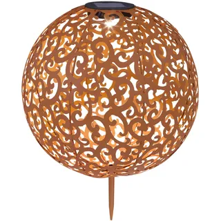 ETC Shop Außenleuchte Metall 28,5 cm Solar spritzwassergeschützt braun