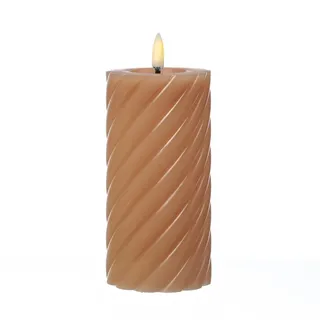 LED Kerze Twist Echtwachs gedreht flackernd H: 17,5cm Timer altrosa