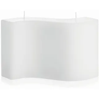 INNA-Glas Formkerze Kerzenrohling Welle BAYLOR mit 2 Dochten, weiß, 15cm, Ø25cm weiß