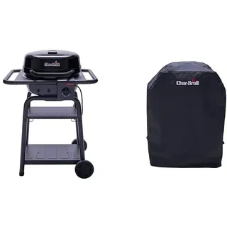 Char-Broil Patio Bistro E2Coal Elektrogrill mit Wetterschutzhaube, Hybridgrill mit Elektro- und Holzkohlefunktion, bis 370 °C, TRU-InfraredTM, kompakter Balkongrill mit Deckel