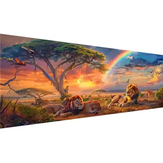Diamond Painting XXL 80x30 cm, DIY Löwe Diamant Painting Bilder, 5D Sonnenuntergang Diamond Painting Set, Diamant Kristall Strass Kreuzstich Painting, Diamond Painting Erwachsene, Wand Deko Wohnzimmer
