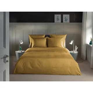 Heckett and Lane Banda Gestreift Mako-Satin Goldfarben 135 x 200 cm + 80 x 80 cm