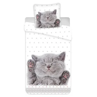 Jerry Fabrics Bettwäsche Kätzchen Katze - Wende-Bettwäsche-Set mit Kitten, 135x200 & 80x80, Baumwolle, 100% Baumwolle bunt