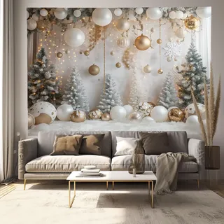 Groß Weihnachten Wandteppich, 200x150cm Wandbehang Weihnachtsbaum Luftballons, Tapisserie 3D Wandtuch Grauweiß Weihnachten Hintergrund Wandteppiche für Wohnzimmer Schlafzimmer Wohnheim Wanddeko
