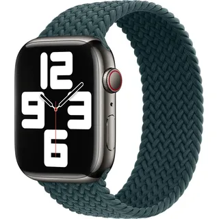 Geflochtenes Solo Loop für Apple Watch Series 1 - 9 / SE (38/40/41 mm) | Series 10 / 11 (42 mm) - Größe 5 - Rainforest - Grün