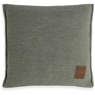 KNIT FACTORY - Uni Kissen - Urban Green - 50x50 cm | Sofakissen mit Füllung und Bezug - Couchkissen - Zierkissen - Gestrickter Dekokissen - Zeitloses Design