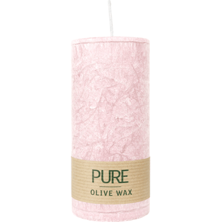 100% PURE, OLIVE WAX, vegane Stumpenkerze, Antikrosa, WENZEL, 130/60 mm, Brenndauer ca. 40h