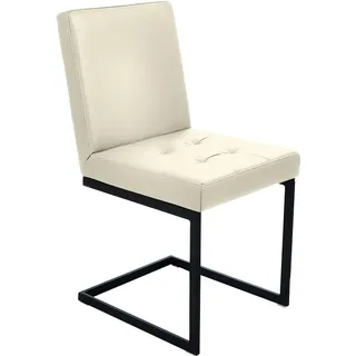 Esszimmerstuhl K+W KOMFORT & WOHNEN "Freischwinger", weiß (bianco 33), 1 Stk., Leder CASAY, Stühle, Esszimmerstuhl, Freischwingergestell aus Vierkantrohr schwarz, hoher Sitzkomfort