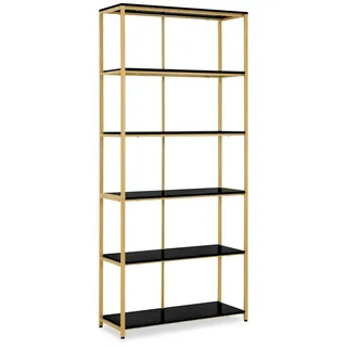 Barberpub Bücherregal 30 x 80 x 180 cm Gold/Schwarz/Weiß