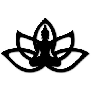 Namofactur Wandtattoo Buddha im Lotus XXL Wandtattoo schwarz