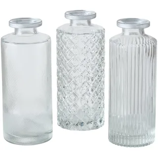 Boltze Vase Adore 3er Set, H13/Ø5 cm, klar