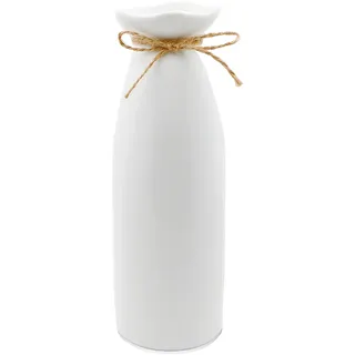 CiciIng Kleine Keramik Vase Weiß, 21cm Hoch Handgefertigte Blume Deko für Frische Blumen Trockenblumen, Boho Vasen für Home Wohnzimmer Esstisch Büro