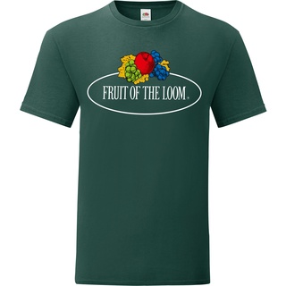 Fruit of the Loom Iconic 150 T-Shirt mit Vintage-Logo auf der Brust, waldgrün - Vintage-Logo groß, L
