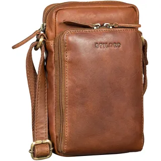 STILORD "Luigi'' Umhängetasche Herren Klein Leder Herrentasche zum Umhängen Vintage für Smartphone bis 6,5 Zoll Ledertasche Kleine Männer Schultertasche Echtleder Farbe:cognac - braun - S