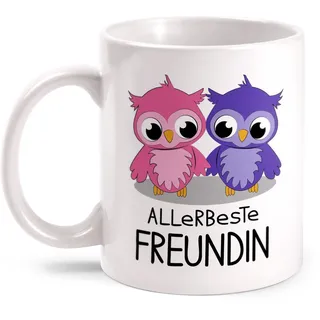 Fashionalarm Tasse Allerbeste Freundin beidseitig bedruckt mit Motiv | Lustige Geschenk Idee für Beste Freundinnen Geburtstag & Weihnachten Eulen, Farbe:weiß