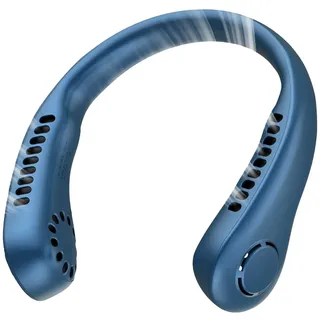 Nackenventilator, Tragbarer Hals Ventilator, 2600mah USB Halsventilator Leise Neck Fan Halsventilatoren Akku mit 3 Geschwindigkeiten, Persönlicher Ventilator für Urlaub Reisen Sport Draußen (Blau)