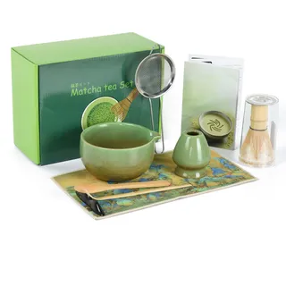 OTraki Matcha Set 9-Teiliges Bambus Matcha Besen, Matcha Schale mit Auslauf