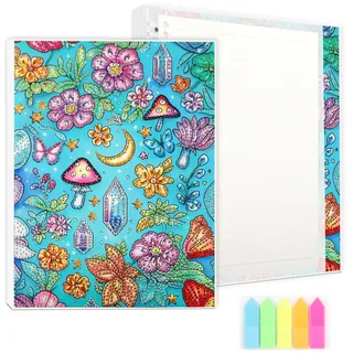 AIRDEA 120 Seiten 205 x 275 mm Liniert Diamond Painting Notizbuch, Collegeblock Notebook Diamond Painting Erwachsene, Ringbuch Notizbuch Spiralblock, Bunte Fantasieblumen