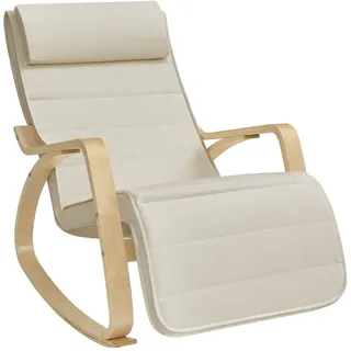 Songmics Relaxsessel SONGMICS Baumwolle 91 x 55 x 115 cm Beige mit verstellbarer Fußstütze