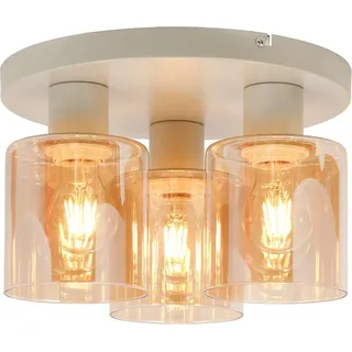 Brilliant Lyska 3 E27 Metall/Glas beige/bernsteinfarben
