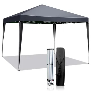BreezTerra Pavillon,Faltpavillon Wasserdicht Windfest UV 50+ Sonnenschutz, Höhenverstellbare, Stabil Gartenzelt Partyzelt für Garten, Party, Terrasse,Camping (Anthrazit, 3x3 m Ohne Seitenwände)