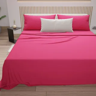 PETTI Artigiani Italiani - Bettlaken, Bettwäsche Set, Bettlaken Fuchsia, 120x200, Bettlaken in Perkal, Bettwäsche, 100% Perkalbaumwolle Made in Italy
