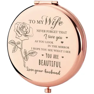 GAOLZIUY Geschenke für Frau - Schönes Frau Geschenk Rose Gold Kompaktspiegel, Geburtstagsgeschenke für Frauen, Hochzeitstag, Valentinstag, Muttertag für Frau