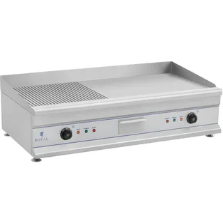 Royal Catering Elektrogrill Grillplatte Griddleplatte Griddle Bräter Grill 100cm geriffelt 2 x 3.200 W
