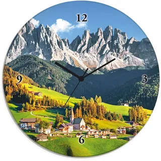 ARTland Glasuhr rund 30 cm U1TF grün