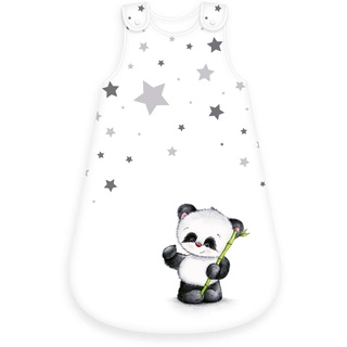 Herding Baby Best Baby-Schlafsack, Panda Motiv, 70 cm, Seitlich umlaufender Reißverschluss und Druckknöpfe, Weiß