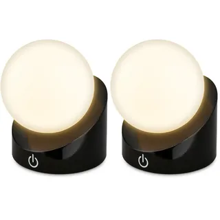BRILONER - Mini LED Tischlampe kabellos IP54 mit Touch, dimmbar in Stufen, Akku & Lichtquelle tauschbar, Nachttischlampe, Kugel, LED Lampe, Akku Tischleuchte, Outdoor Lampe, 10x8x9 cm, Schwarz