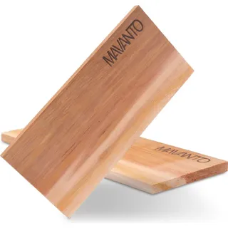 MAVANTO® XXL Grillbretter Räucherbretter - Zedernholz Grillbrett zum Grillen - EXTRA DICK (30x14x1,5cm) langlebig & wiederverwendbar (2er Set)