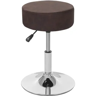 Mendler Hocker HWC-C22 Wildlederimitat Ø 35 cm Dunkelbraun