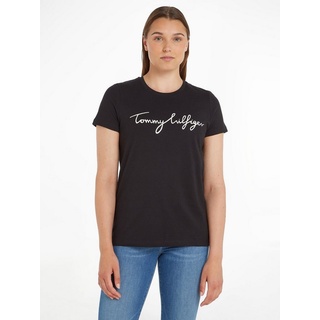 Tommy Hilfiger T-Shirt HERITAGE CREW NECK GRAPHIC TEE mit Tommy Hilfiger Script Logo-Schriftzug & Logo-Flag am Saum schwarz XS (34)