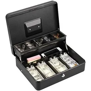 Ersandy - Abschließbare Metall-Spardose für Geld, Münzen und Sicherheit, große Geldkassette mit Schloss – neue Metall-Spardose – Schwarz