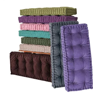 VisLarsc Bodenkissen, Bankkissen für Terrasse, Fenster, Sitzkissen, rutschfest, Samt, getuftet, Kissen für Bank, Sitzbank, Innenbereich, Esszimmer, Wohnzimmer (Weiß, 55 x 55 x 10 cm)