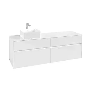 Waschbeckenunterschrank 160 x 55 cm Glossy White
