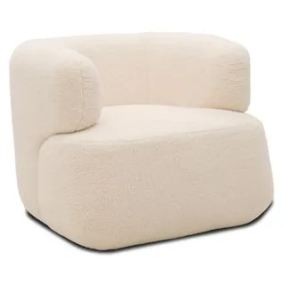 DOMO-Collection Loungesessel 800012, creme, mit Vierfußgestell aus Holz und Stoffbezug