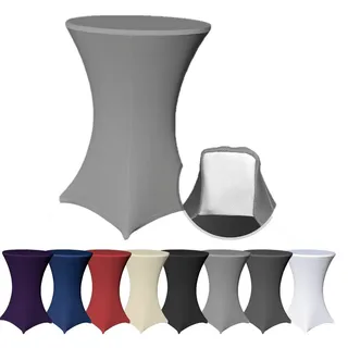 EXKLUSIV HEIMTEXTIL Stehtischhusse Stretch für Bistrotisch mit 4 Fußlaschen elastisch Ø 70-75x110-120 cm Weiß