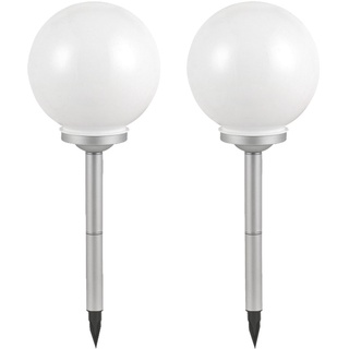 ETC Shop Solarlampen für Außen Kugeln Garten Kugelleuchten Außen Set Solar Gartenlampen Solar Kugeln, mit Erdspieß in weiß, 4x LED, 25 cm, 2er Set