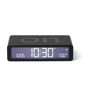 Lexon Flip Classic Digitaler Wecker mit umkehrbaren EIN/Aus-Seiten, wiederaufladbare Nachttischuhr mit LCD-Display, Berührungssensor für Schlummer- und Lichtfunktion - Schwarz
