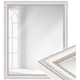 WANDStyle Wandspiegel H390, Weiß, aus Massivholz im Landhaus Stil weiß 96 cm x 36 cm