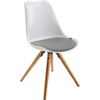 Livetastic Stuhl, Grau, Natur, Weiß, Kunststoff, Textil, Eiche, massiv, konisch, 48.5x85x55 cm, Esszimmer, Stühle, Esszimmerstühle, Schalenstühle