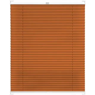 Rettika Plissee mit Bohren, Breite: 75 cm, Höhe: 180 cm, Orange, Fensterrollo Sonnenschutz, Plisseerollo innen, Rollo für Fenster mit Bohren