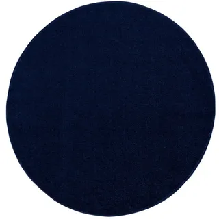 Novel Webteppich Uni, Dunkelblau, Textil, Uni, rund, Oeko-Tex® Standard 100, pflegeleicht, Teppiche & Böden, Teppiche, Runde Teppiche