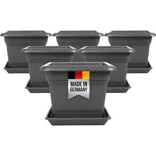 6er Set Pflanzkübel 40x40 Untersetzer Blumenkübel Pflanztopf quadratisch schwarz